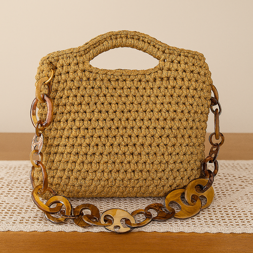 Borsa artigianale in crochet con catena tartarugata